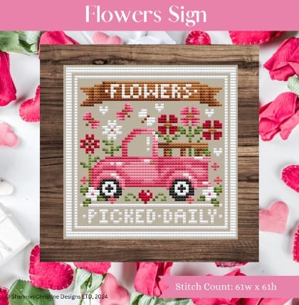 Flowers Sign de Shannon Christine Designs - Grilles Point de Croix ...